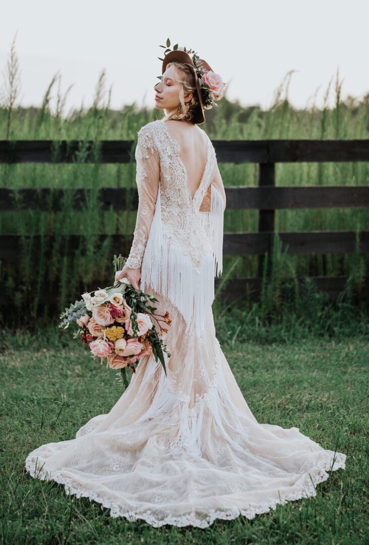 fringe bridal dress